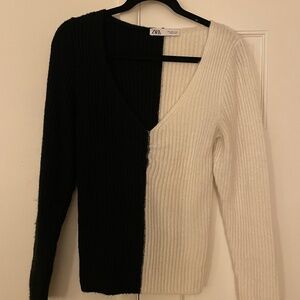 Black and white v neck